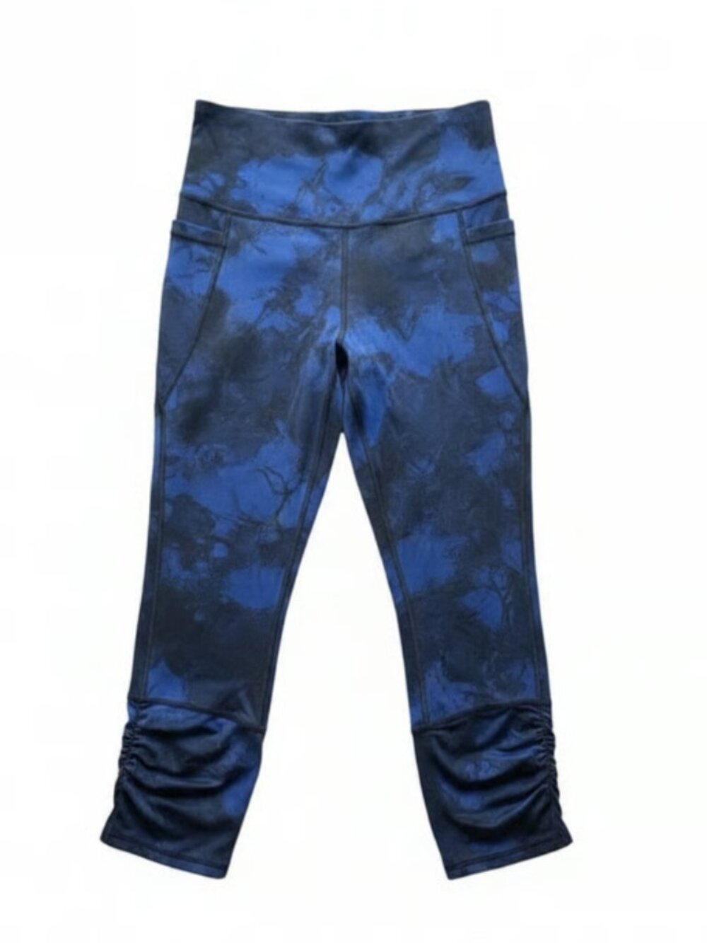 All in Motion Women's Blue and Black Patterned Athletic Leggings, Size M